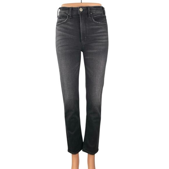 McGuire Women's Black Washed High Rise Slim Straight Leg Denim Jeans Size 25 - Picture 1 of 5